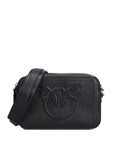PINKO CARRIE Borsa camera case in pelle con logo in rilievo nero limousine-brushed silver - Borse Donna