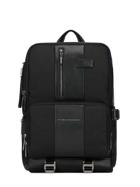 PIQUADRO BRIEF 2 Zaino in pelle e tessuto, porta pc 15.6" Nero - Zaini da lavoro porta PC