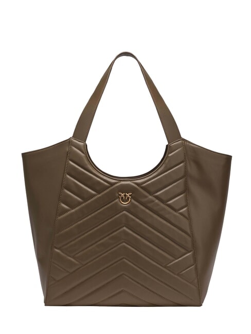 PINKO PUZZLE Borsa a spalla in pelle impunturata scricciolo-antique gold - Borse Donna
