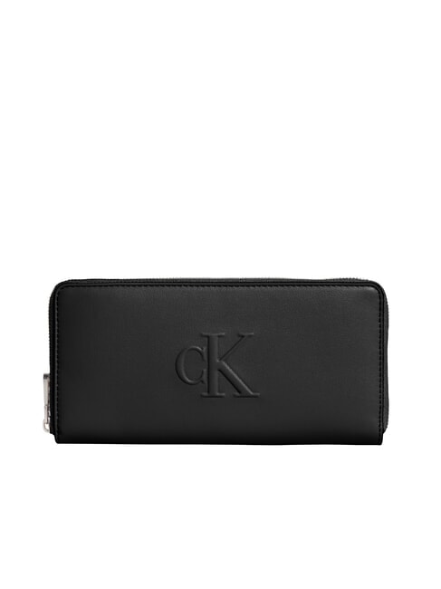 CALVIN KLEIN CKJ SCULPTED IMPRESS Portafoglio grande zip around na black - Portafogli Donna