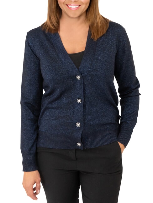 JOHN RICHMOND PEACEFUL Cardigan lurex con bottoni blue navy - Maglie Donna