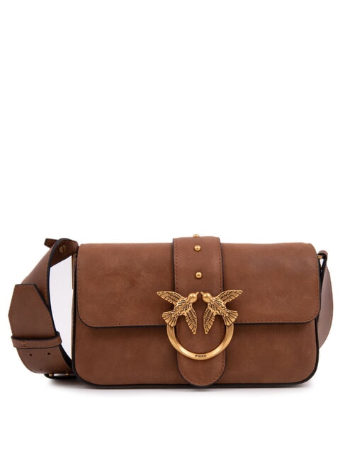 PINKO LOVE ONE MINI Mini Bag a tracolla, in pelle marrone - leone-antique gold - Borse Donna