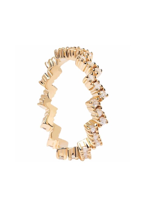 PDPAOLA THE NEW ESSENTIALS THE ZIPPER Anello placcato oro con zirconi oro - Anelli