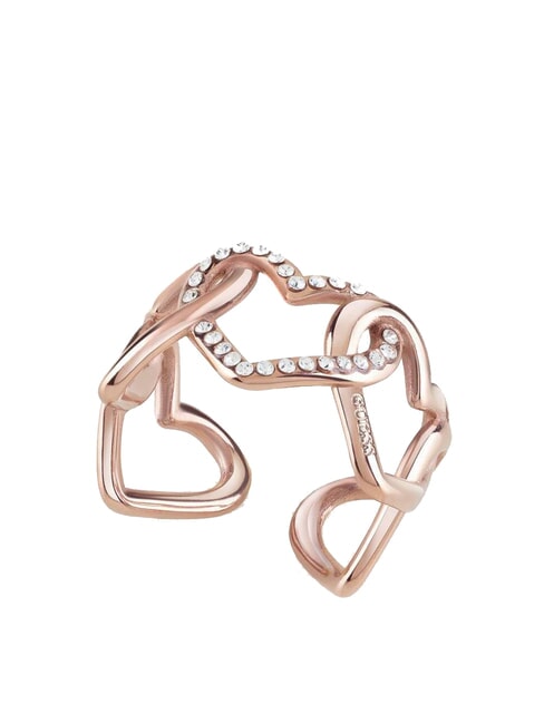 GUESS HEART TO HEART Anello a cuori con cristalli ROSE GOLD - Anelli