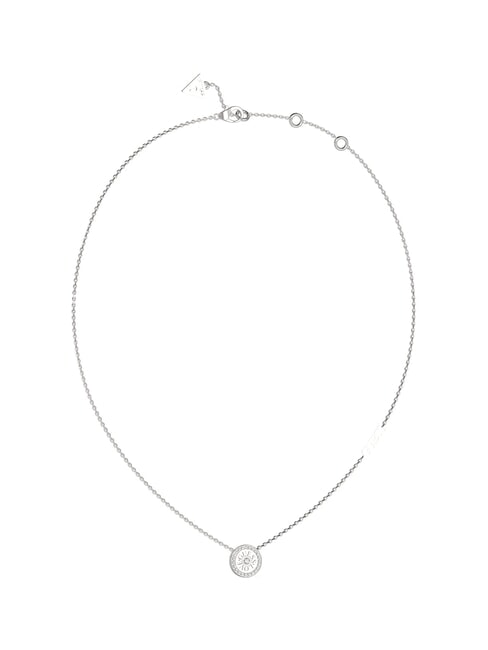 GUESS LOVE Collana con charm rotondo e zirconi SILVER - Collane