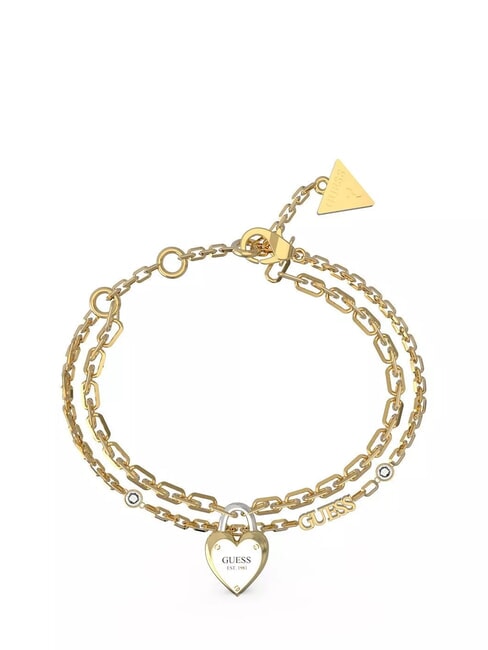 GUESS ALL YOU NEED IS LOVE Bracciale charm lucchetto yellow gold/rhodium - Bracciali Donna