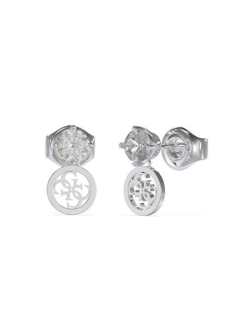 GUESS STUDS PARTY Orecchini con zircone e charm 4G SILVER - Orecchini
