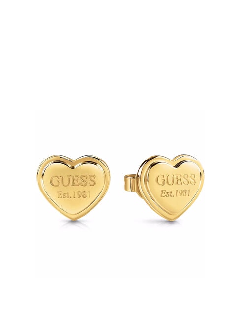 GUESS STUDS PARTY Orecchini a cuore logati yellow gold - Orecchini