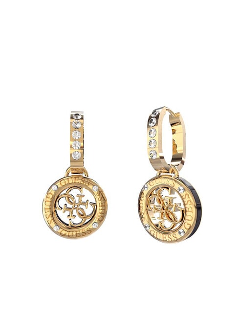 GUESS 4G LOOP Orecchini con charm logo 4G yellow gold/black - Orecchini