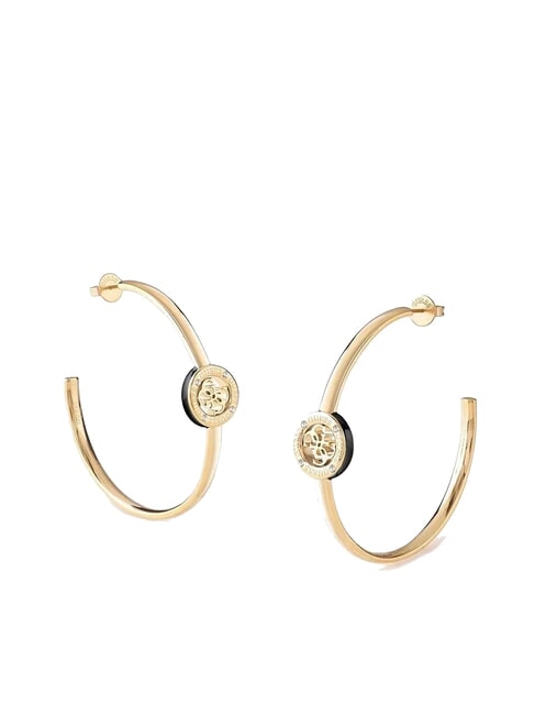 GUESS 4G LOOP Orecchini a cerchio con logo 4G yellow gold/black - Orecchini
