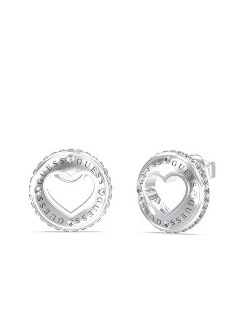 GUESS ROLLING HEARTS Orecchini con cuore traforato SILVER - Orecchini