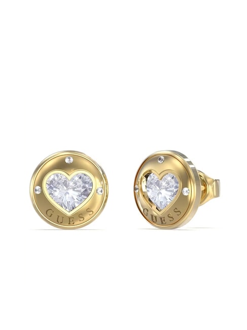 GUESS ROLLING HEARTS Orecchini con cuore incastonato yellow gold - Orecchini