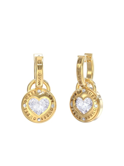 GUESS ROLLING HEARTS Orecchini a cerchio con charm cuore yellow gold - Orecchini