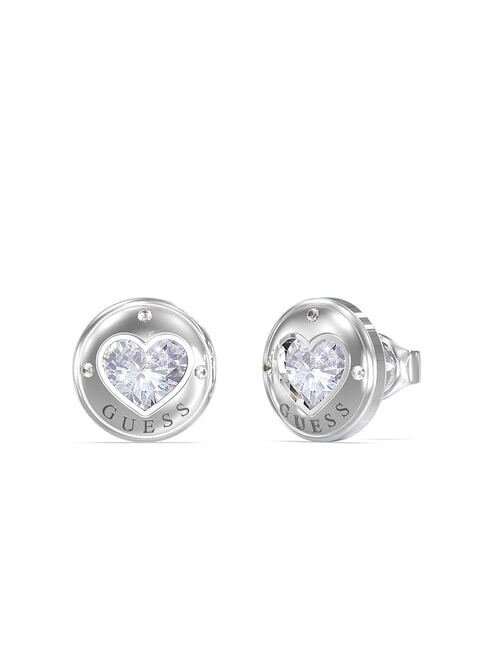 GUESS ROLLING HEARTS Orecchini con cuore incastonato SILVER - Orecchini