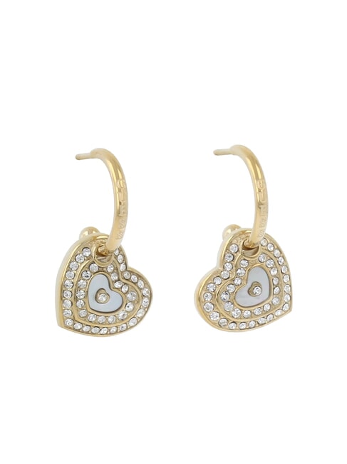 GUESS AMAMI Orecchini cuori madreperla e zirconi oro - Orecchini