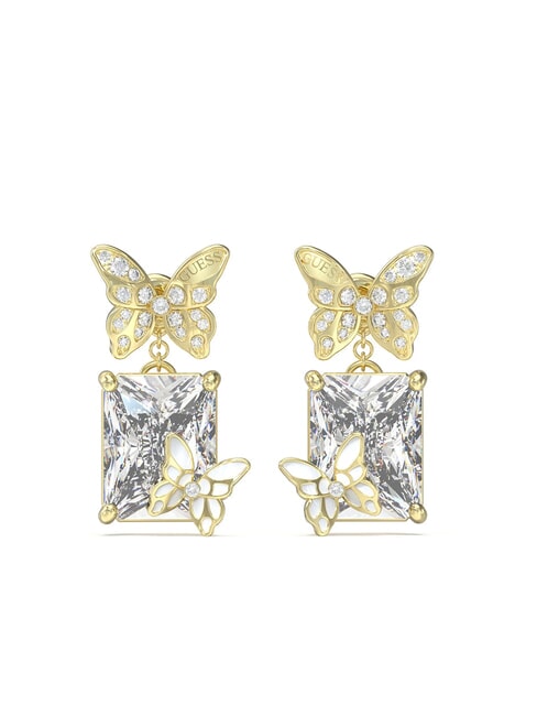 GUESS CHRYSALIS Orecchini con farfalle e cristalli yellow gold - Orecchini