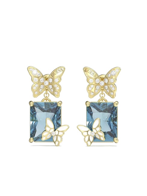 GUESS CHRYSALIS Orecchini con farfalle e cristalli ylw gold/aq bohemica - Orecchini