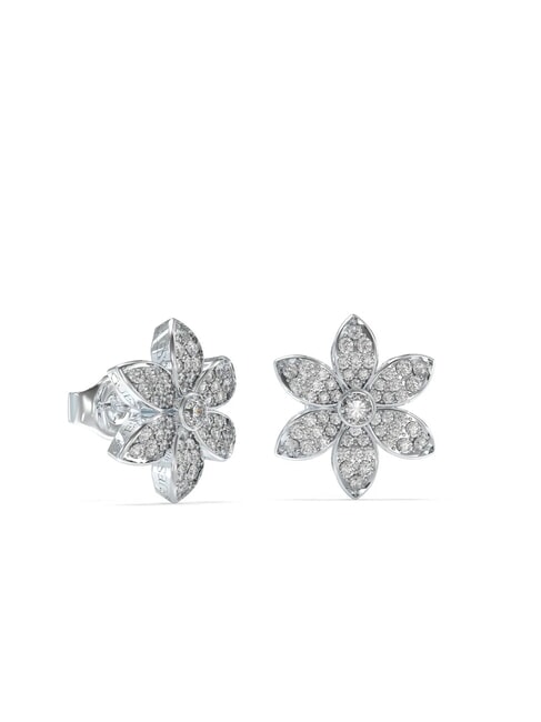GUESS WHITE LOTUS Orecchini fiore con cristalli SILVER - Orecchini