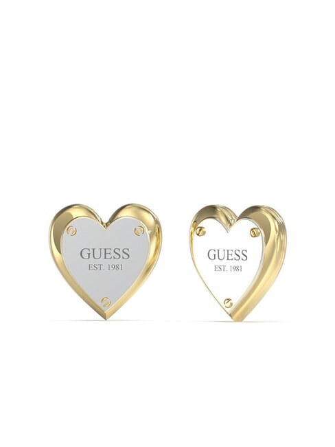 GUESS ALL YOU NEED IS LOVE Orecchini a cuore con logo yellow gold/rhodium - Orecchini