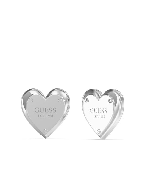 GUESS ALL YOU NEED IS LOVE Orecchini a cuore con logo SILVER - Orecchini