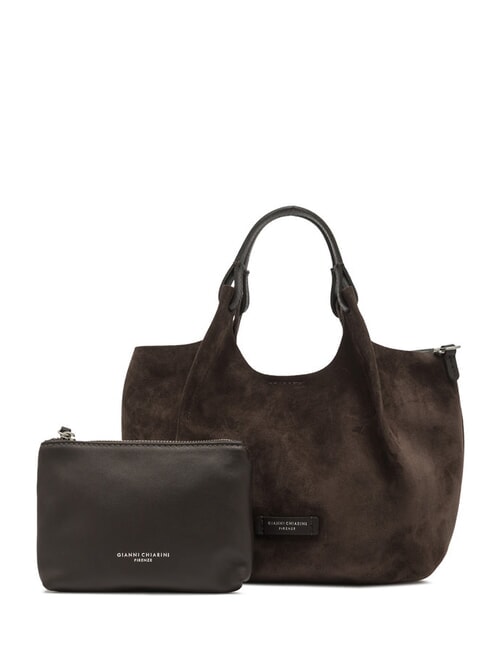 GIANNI CHIARINI DUA Borsa a spalla in pelle suede con pouch moka - Borse Donna