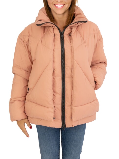 CANADIAN EUGENIE Piumino satin corto con cappuccio cameo brown - Piumini Donna