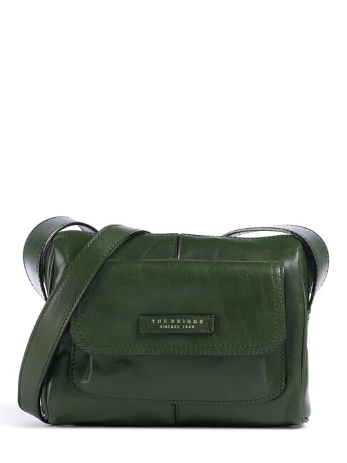 THE BRIDGE FLORA Borsa tracolla in pelle con tasca verde inglese abb. oro - Borse Donna