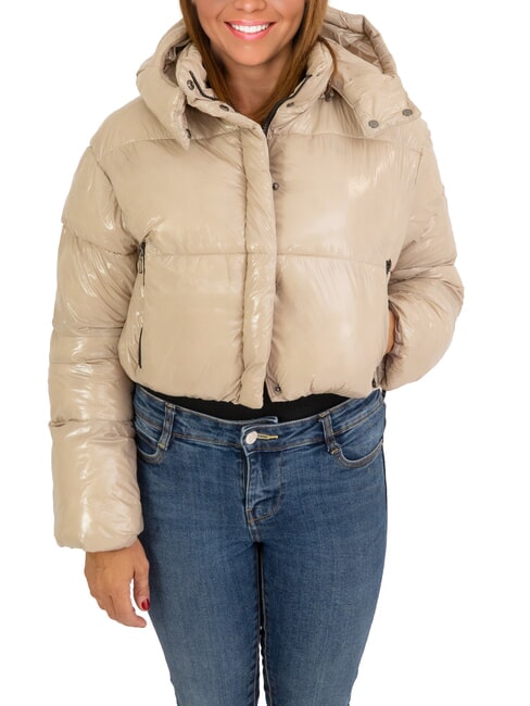 CANADIAN MINGAN Piumino corto lucido con cappuccio recycled glossy goat - Piumini Donna