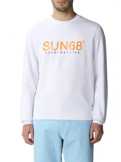 SUN68 ROUND FLUO Felpa a gircocollo stampa logo bianco - Felpe Uomo