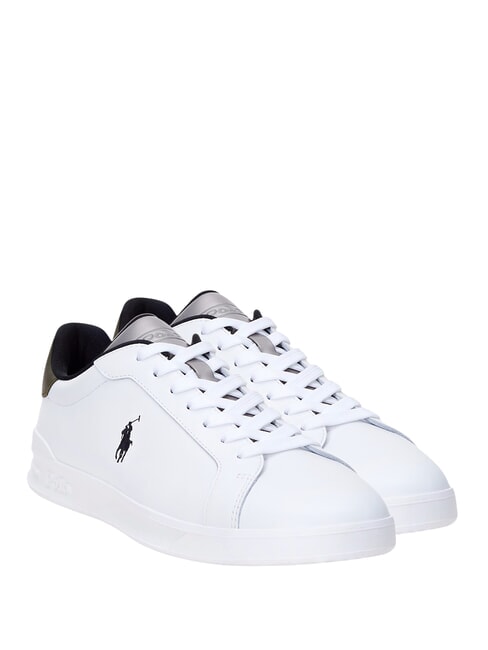 RALPH LAUREN HERITAGE COURT II  Sneakers in pelle white/gunmetal/olive - Scarpe Uomo