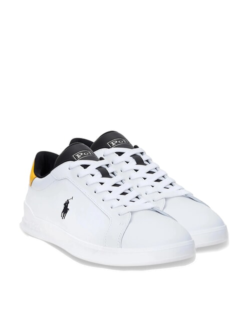 RALPH LAUREN HERITAGE COURT II  Sneakers in pelle white/black/yellow - Scarpe Uomo
