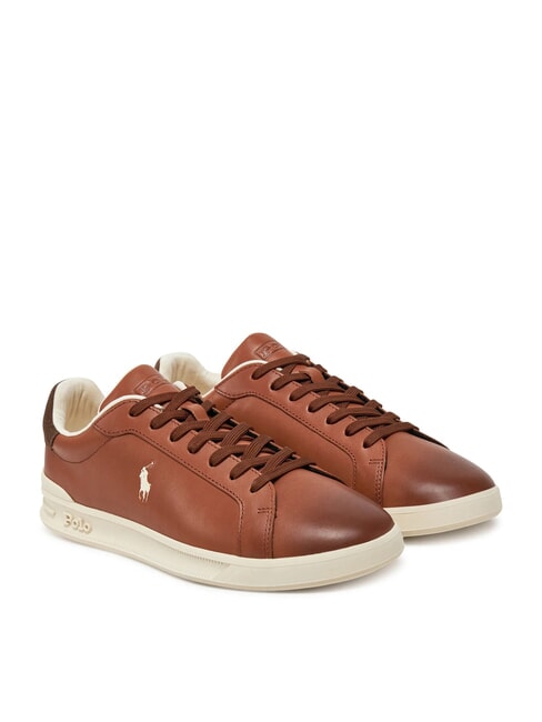 RALPH LAUREN HERITAGE COURT II Sneakers in pelle tan/ecru pp - Scarpe Uomo