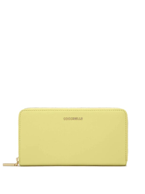 COCCINELLE METALLIC SOFT Portafoglio in pelle martellata lime wash - Portafogli Donna
