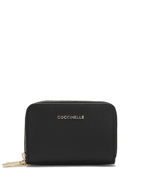 COCCINELLE METALLIC SOFT  Portafoglio zip around piccolo Nero - Portafogli Donna
