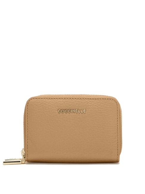 COCCINELLE METALLIC SOFT  Portafoglio zip around piccolo fresh beige - Portafogli Donna