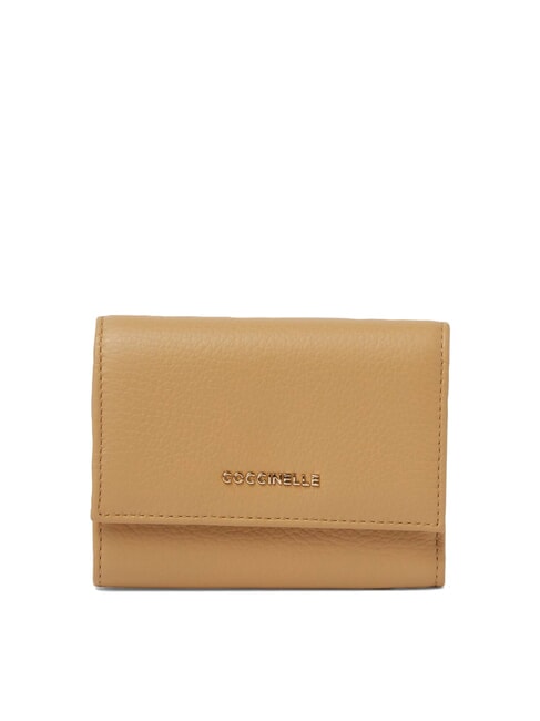 COCCINELLE METALLIC SOFT Small wallet in textured leather fresh beige - Portafogli Donna