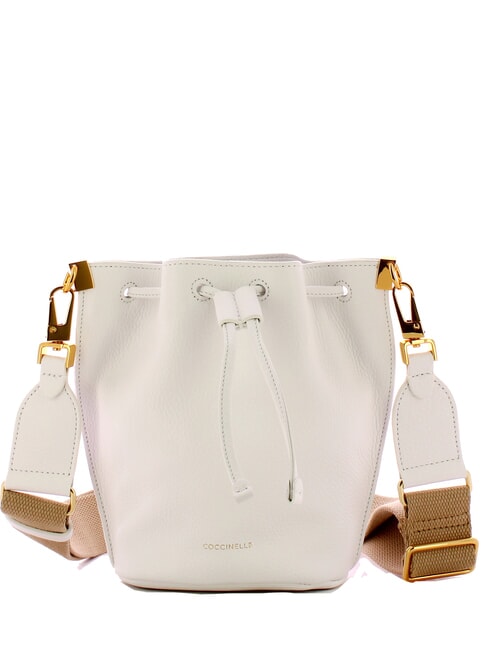 COCCINELLE HYLE Mini Secchiello a tracolla, in pelle brillant white - Borse Donna