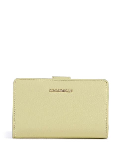 COCCINELLE METALLIC SOFT Portafoglio in pelle martellata lime wash - Portafogli Donna