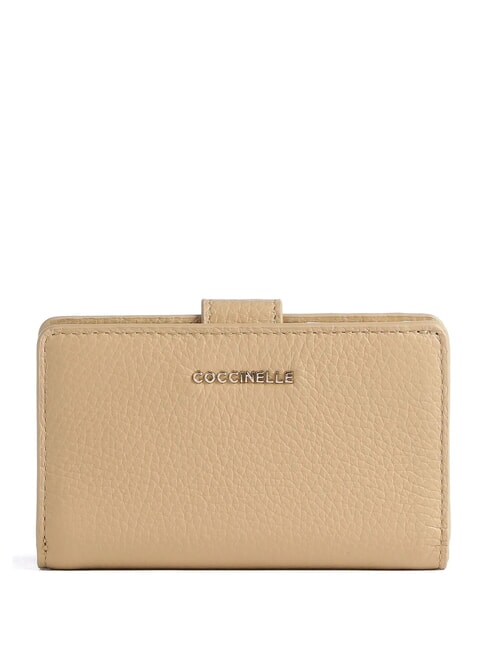 COCCINELLE METALLIC SOFT Portafoglio in pelle martellata fresh beige - Portafogli Donna