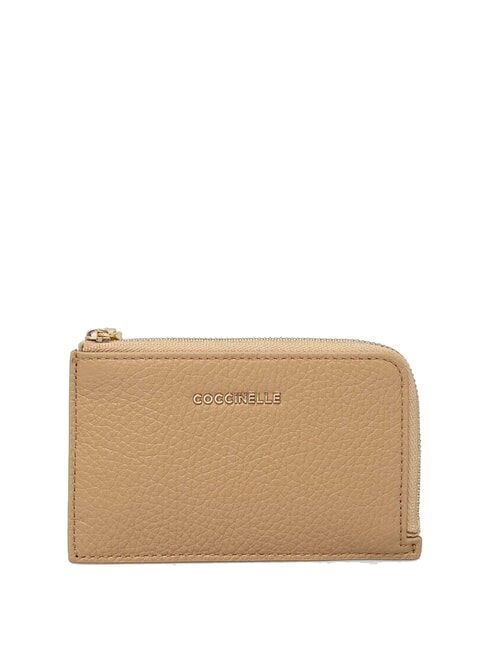 COCCINELLE METALLIC SOFT Leather card holder fresh beige - Portafogli Donna