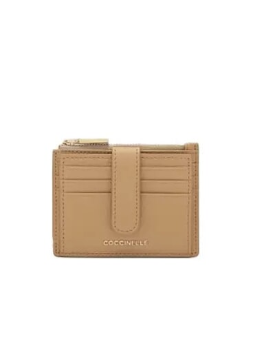 COCCINELLE METALLIC SOFT Portafoglio piatto pelle martellata fresh beige - Portafogli Donna