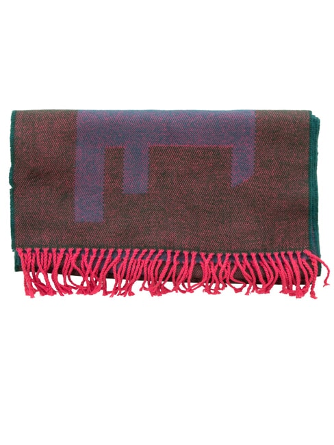 ALVIERO MARTINI PRIMA CLASSE MAXI LOGO Sciarpa con frange petrolio - Sciarpe