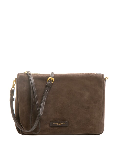 GIANNI CHIARINI NORA POUCH Pochette in pelle scamosciata moka - Borse Donna