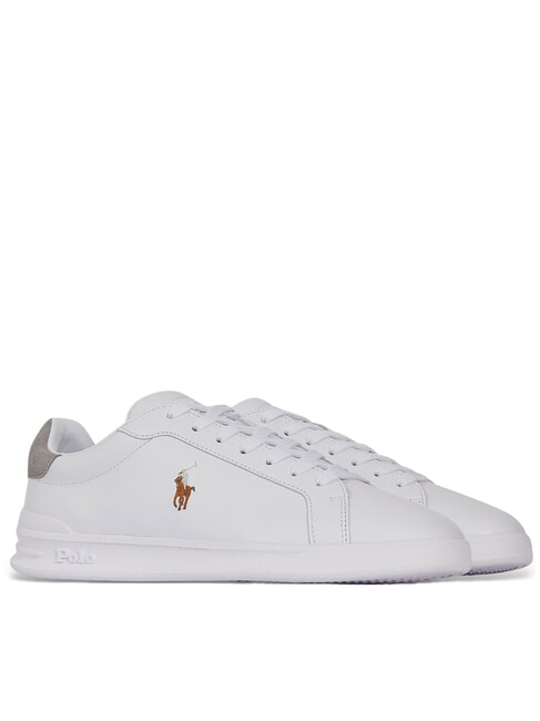 RALPH LAUREN HERITAGE COURT II  Sneakers in pelle rl white/rl gold - Scarpe Uomo