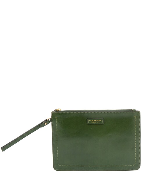 THE BRIDGE FIONA Pochette piatta in pelle con polsierina verde inglese abb. oro - Borse Donna