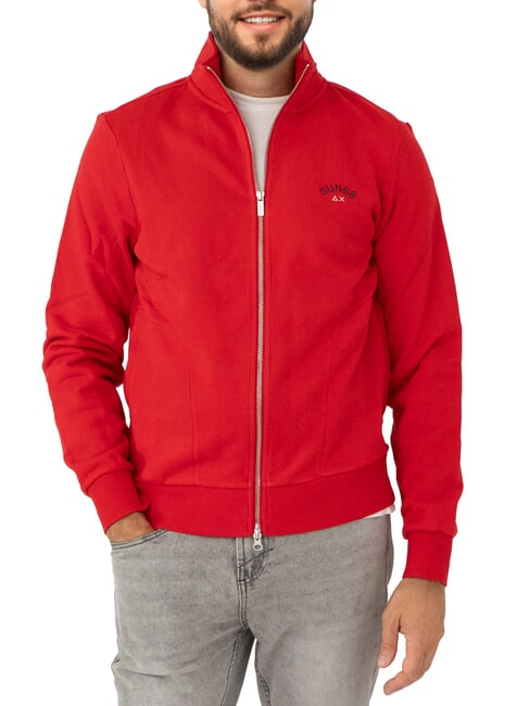 SUN68 MINI LOGO Felpa a collo alto con zip rosso fuoco - Felpe Uomo