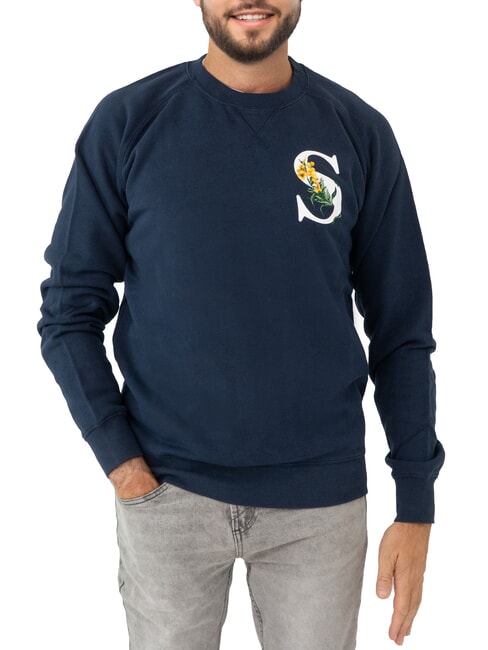 SUN68 ROUND PRINT Felpa girocollo con stampa navy blue - Felpe Uomo