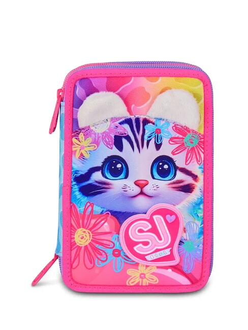SJGANG CAT&AIR Astuccio a 3 zip con kit scuola CANDY FUXIA - Astucci e Accessori