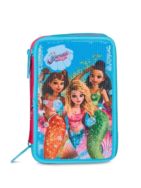 MERMAID M. FEVER Astuccio a 3 zip con kit scuola turchese fluo - Astucci e Accessori