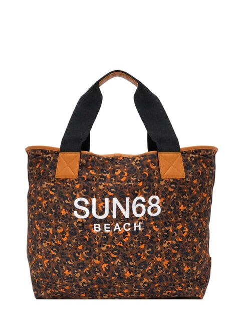 SUN68 LOGO BEACH Borsa mare in canvas beige/arancio fluo - Borse Donna